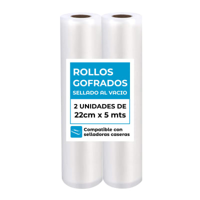 Pack 2 Rollos Gofrados Sellado al Vacío 22 cm x 5 m