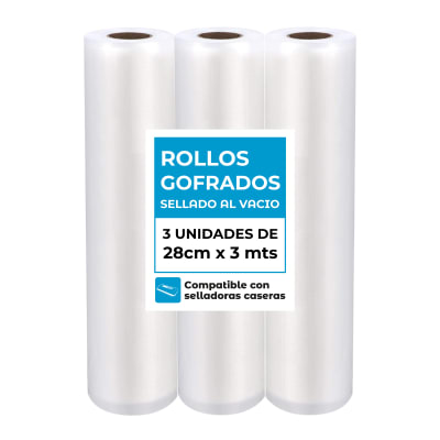 Pack 3 Rollos Gofrados Sellado al Vacío 28 cm x 3 m1
