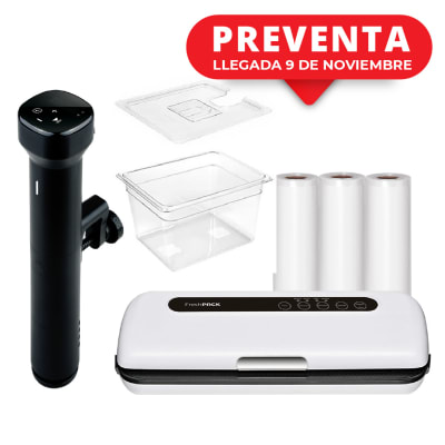 PACK SOUS VIDE SV15 BLACK + SV100 + 3 ROLLOS 22 CM X 5 MT + CONTENEDOR 11 LITROS1
