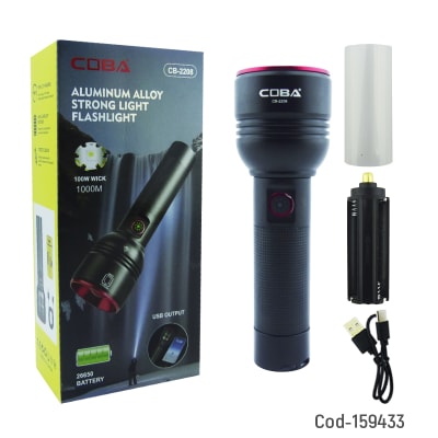 Linterna COBA, De 1 LED En Aluminio - Zoom -100 Watt1
