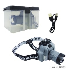 Linterna CABEZA De 1 LED Mas 2 LED Y Baliza. Modelo HX-915, LED P50 Con Zoom, Indicador De Carga Y Power Bank.