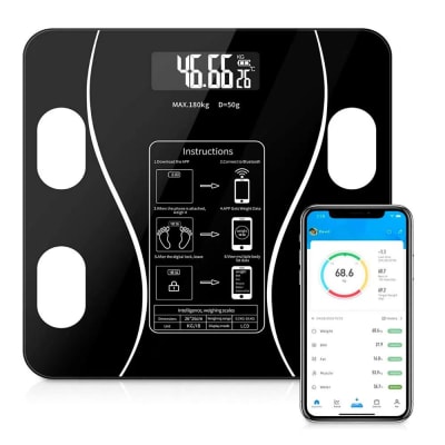 Peso Báscula Digital Balanza Bluetooth Inteligente Pesa Baño Color Negro1