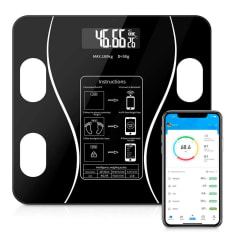Peso Báscula Digital Balanza Bluetooth Inteligente Pesa Baño Color Negro
