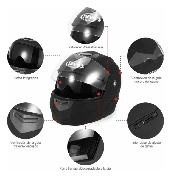 CASCO MOTO ABATIBLE NEGRO EM-3072