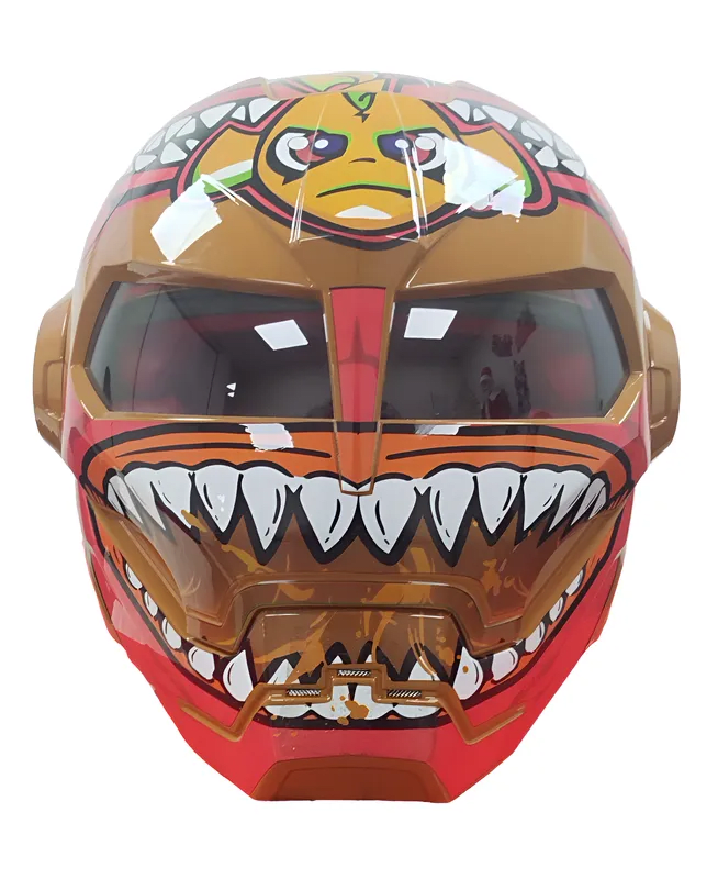 CASCO MOTO  IRONMAN CAFE, VERDE, AZUL  CON DIENTES SKU8792