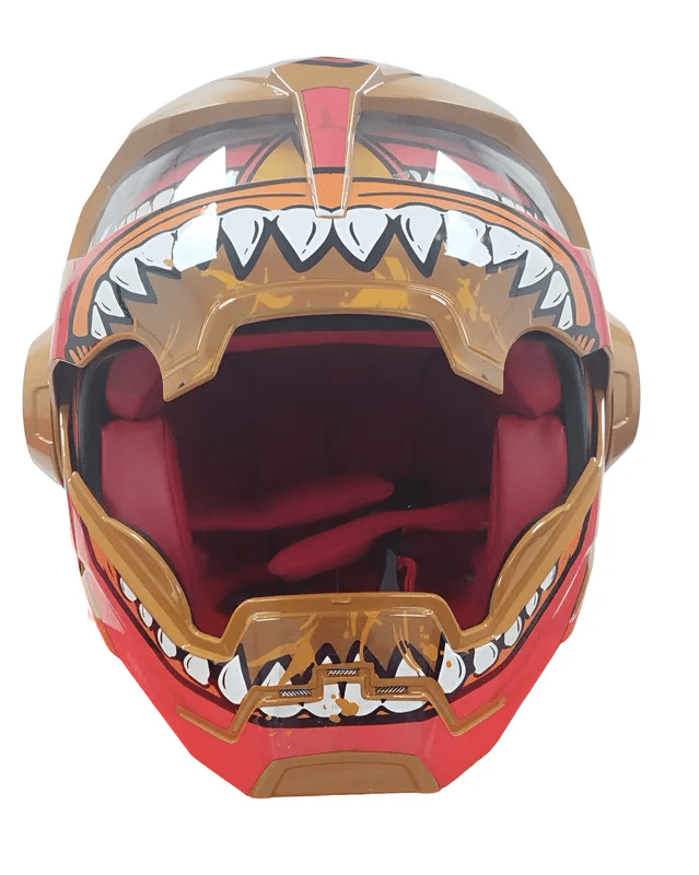 CASCO MOTO  IRONMAN CAFE, VERDE, AZUL  CON DIENTES SKU8794