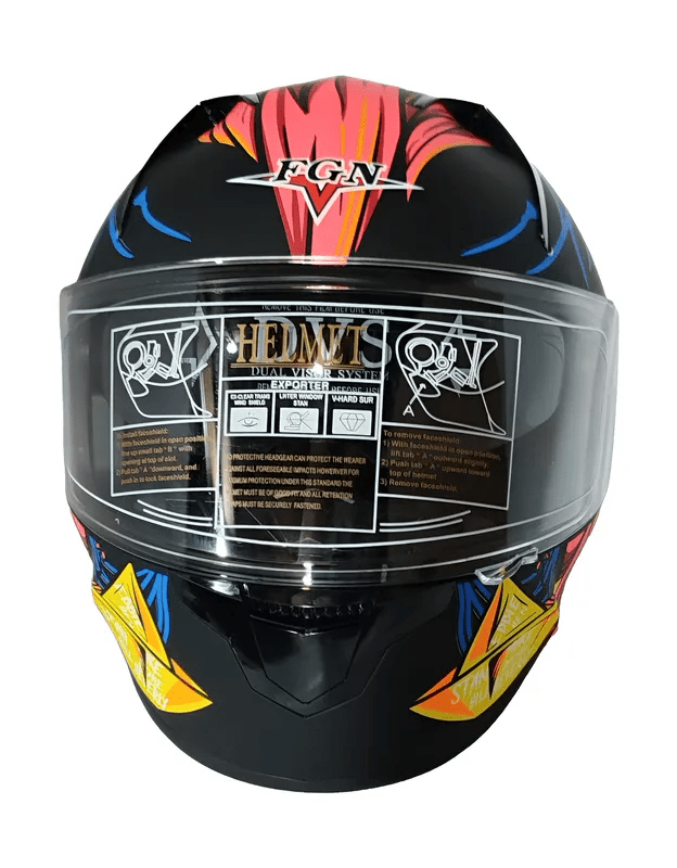 SKU888 CASCO MOTO CERRADO DISEÑO CON DIENTES AMARILLOS6