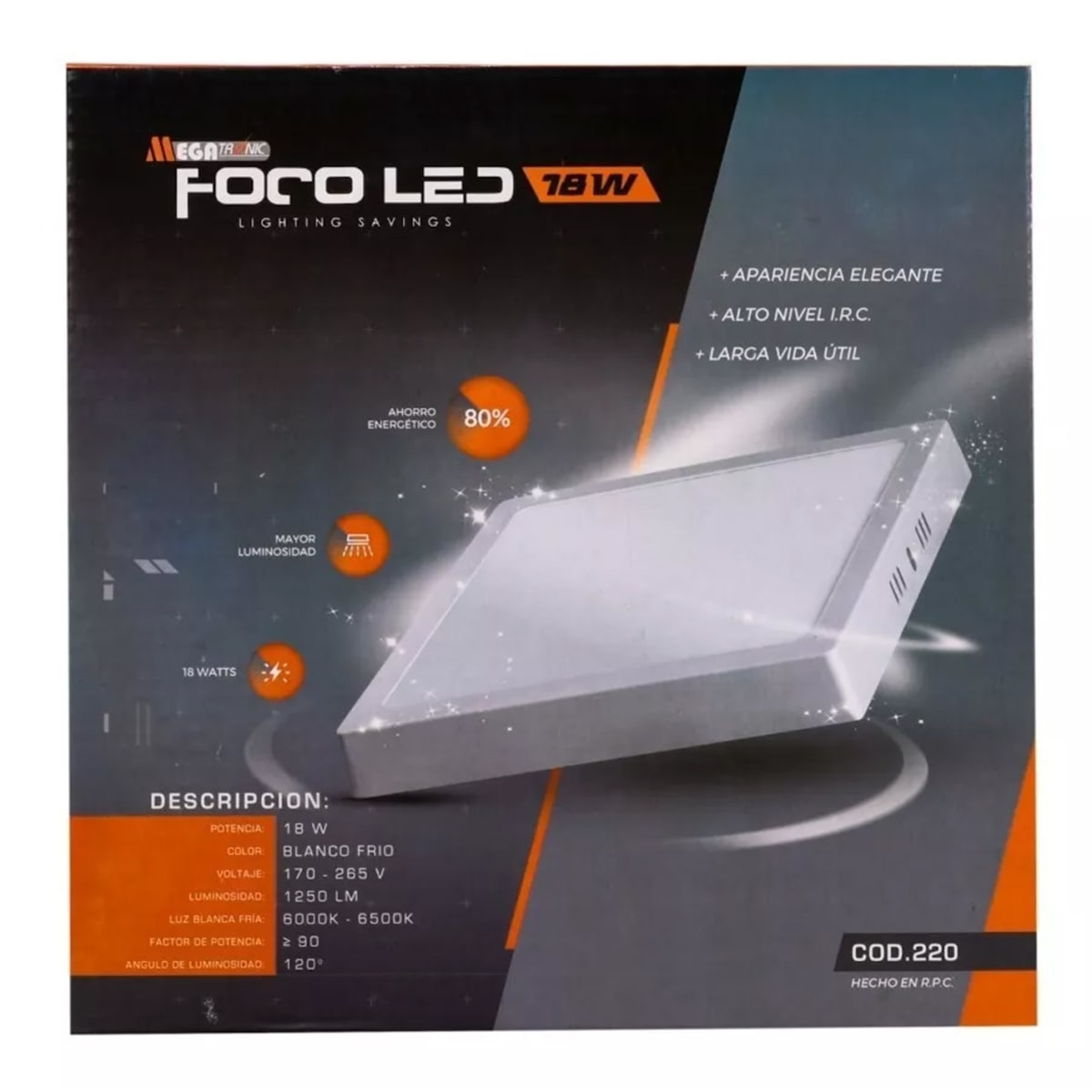 Foco Led Sobrepuesto Cuadrado 12W3