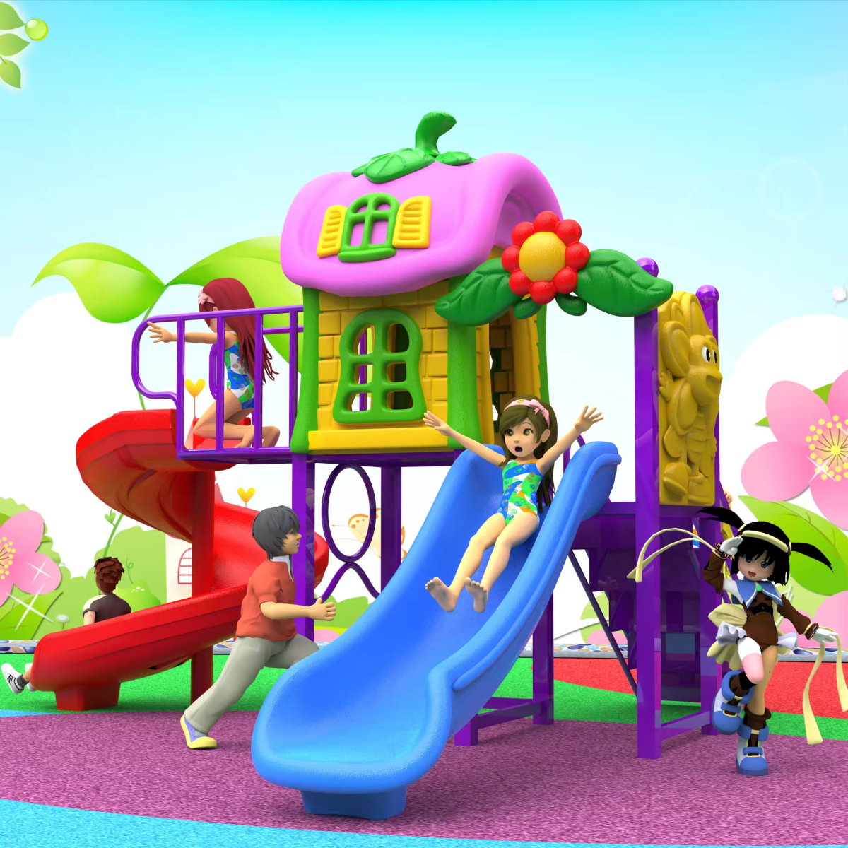 Juego de Plaza Casita- Tobogan Espiral todokids
