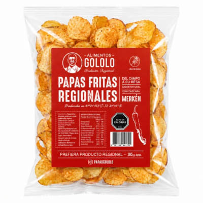 Papas fritas artesanales, Gololo Chiloe 185 grs Merkén