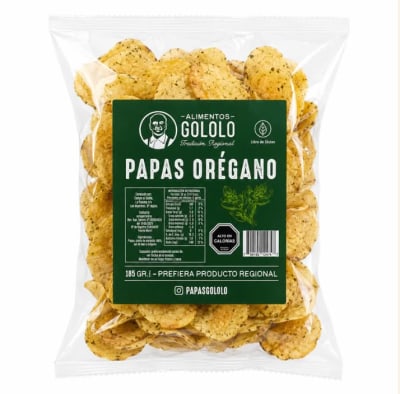 Papas fritas artesanales, Gololo Chiloe 185 grs Orégano