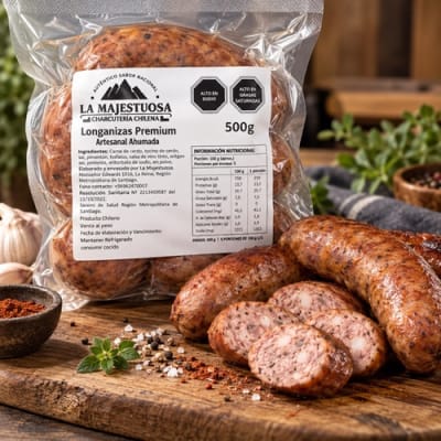 Longaniza Artesanal Ahumada con Tocino 500 grs, La Majestuosa