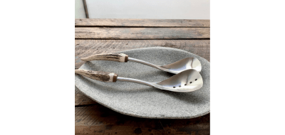 Cubiertos para ensalada mango ciervo y madera