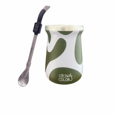 Mate Acero + Bombilla Inoxidable 260 ml, Cocina Color