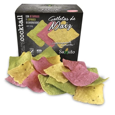 Galleta Maíz Cocktail con betarraga y espinaca (48u)