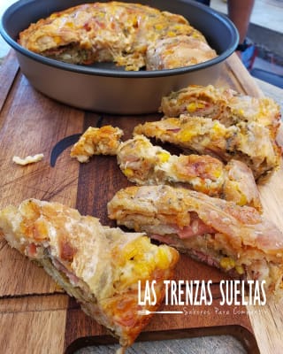 Trenza Jamon serrano, gouda y queso de cabra 950 grs2