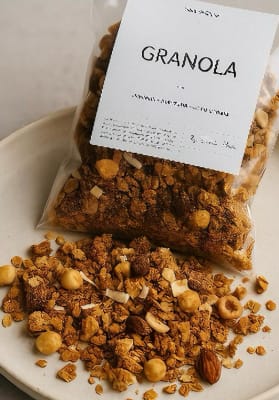 Granola sin gluten Manzana Canela y Avellana Europea 500 gr, Tostadas Paula