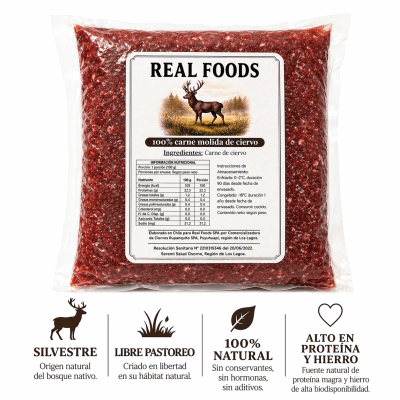 Carne Molida de Ciervo, Real Foods, 500 grs