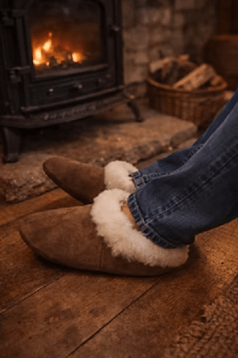 Pantuflas De Reno Café Oscura Tallas Adulto, Mundo Piel1