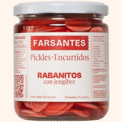 Encurtido Rabanito Jengibre 420 grs, Farsantes