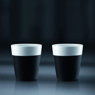 Set de 2 Vasos BISTRO Porcelana Con Manga de Silicona, 300 ml