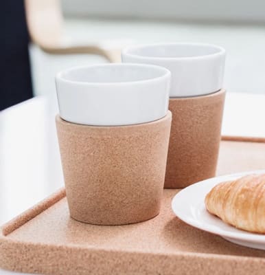 Set 2 vasos de Porcelana Bodum 170 ml. con Cubierta de Corcho