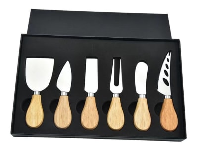 Set de 6 cubiertos para quesos mango de madera
