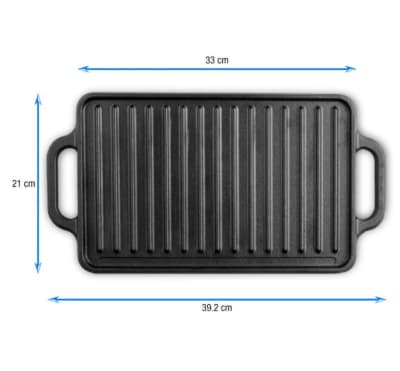 Plancha Reversible Hierro Fundido Precurado 33 x 21 cm, Victoria