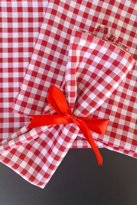 Servilleta de tela Cuadrillé Rojo y Blanco Vintage