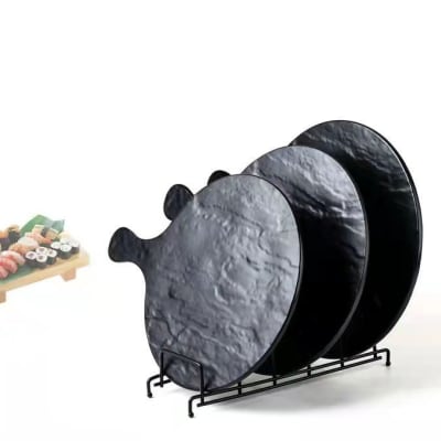 Tabla Melamina Negra Redonda con Mango1