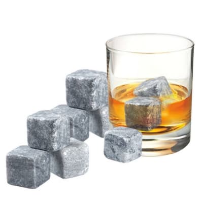 HIELO DE PIEDRA PARA WHISKY - SET DE 9 + BOLSA FELPA, HOME BAR