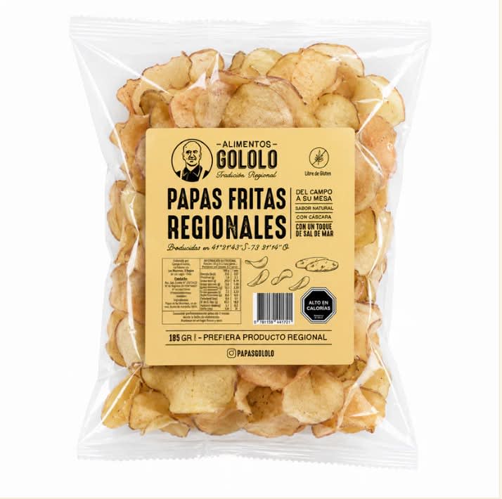 Papas fritas artesanales, Gololo Chiloe 185 grs Regionales (Clasica)1