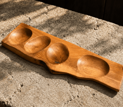 Tabla rustica para picoteo Roble 4 pocillos 70 x 201