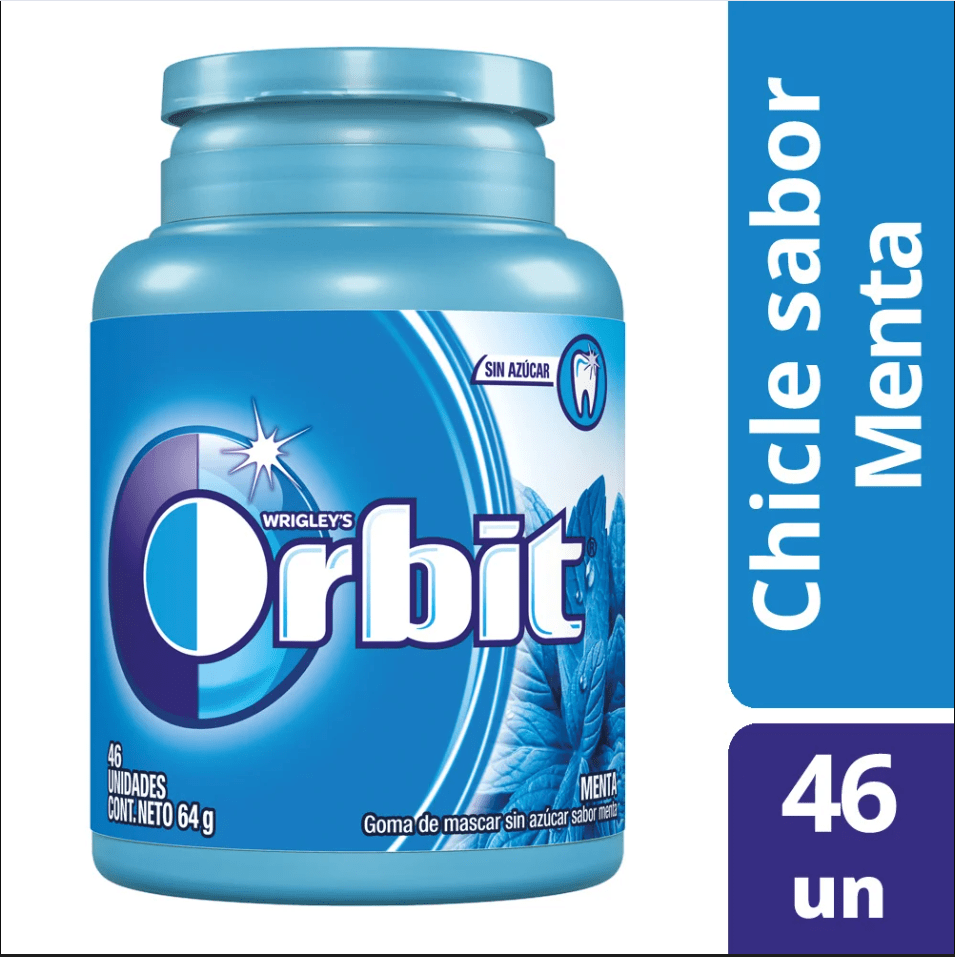 Chicle Orbit botella Pepermint Azul1