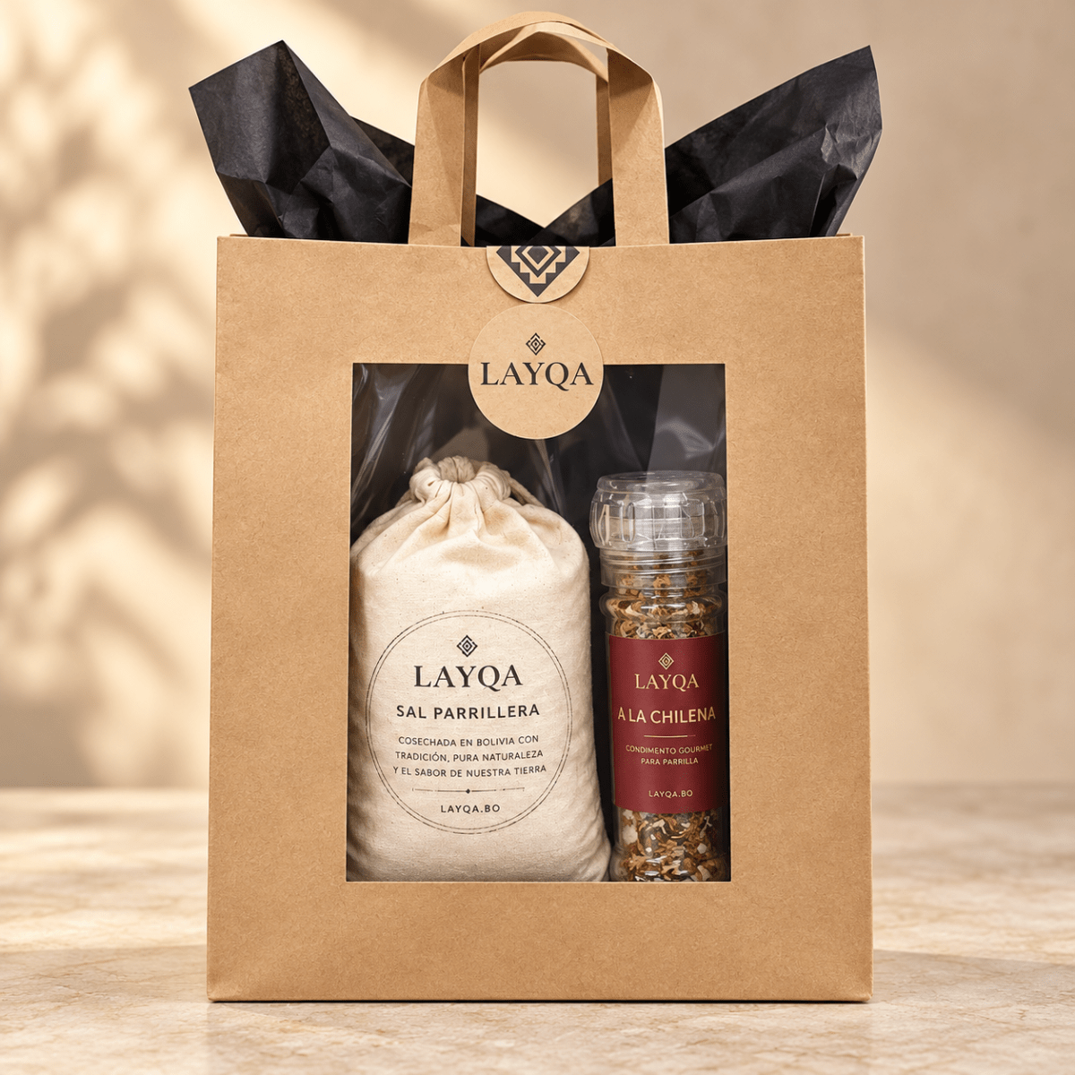Pack de Regalo LAYQA (Sal Parrillera 500g + Molinillo Sal a la Chilena)1