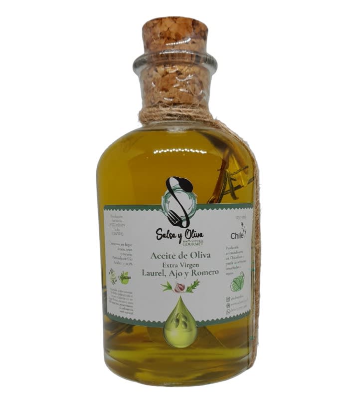 Aceite de Oliva Romero, Laurel y Ajo 250 cc, Salsa y Oliva Chacabuco1