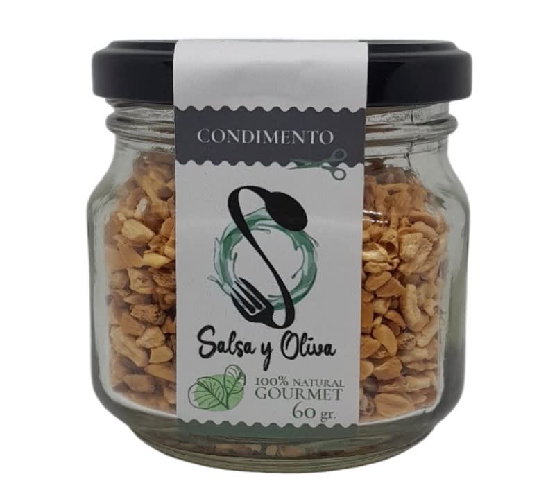 Ajos artesanales tostados y en escamas 60 grs, Salsa y Oliva1