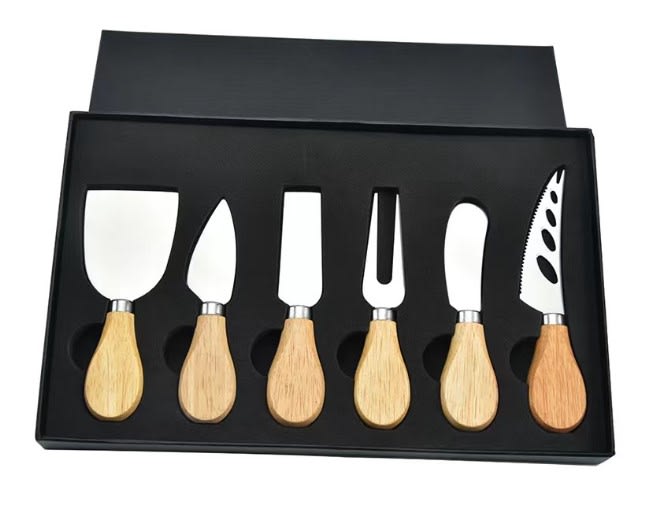 Set de 6 cubiertos para quesos mango de madera1