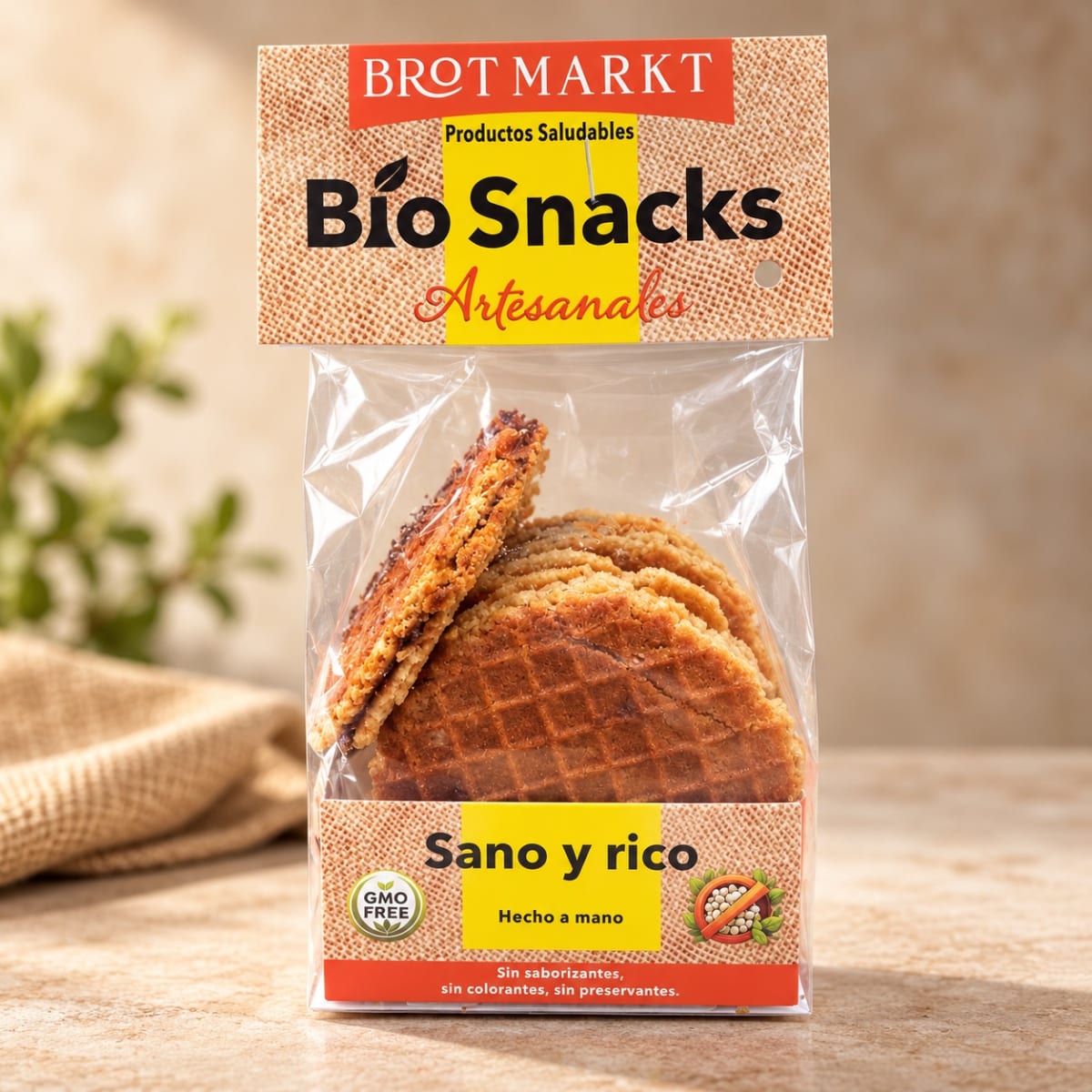 Waffles Rellenos Choco-mantequilla de Maní S/Azucar S/Gluten 200 grs Brotmkt1