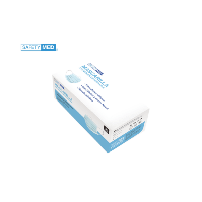 Mascarilla 3 pliegues desechable Celeste1