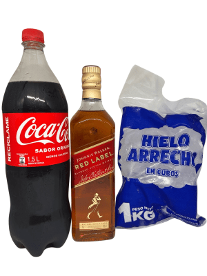 JOHNNIE RED LABEL 750 CC + COCA COLA DES 1.5 LT + HIELO (SEC 1)