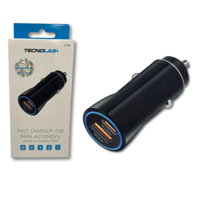 Cargador Auto Tecnolab TL576 USB + Tipo C Carga Rápida