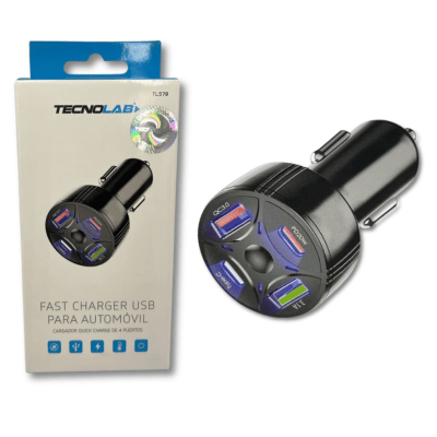 Cargador de Auto Tecnolab 20W 2 USB + 2 Tipo C TL578 Carga Rápida