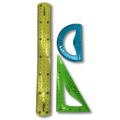 Set Escolar Regla + Transportador + Escuadra FLEXIBLE