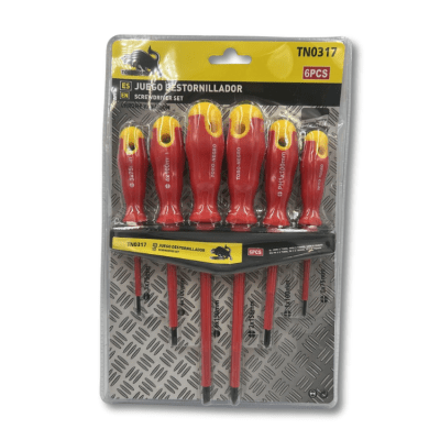 Set Destornillador 6pcs electrico rojo TN317