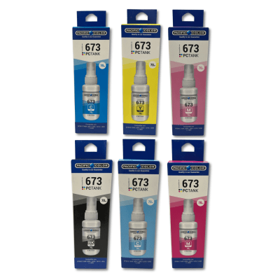 Pack 6 Tintas 70ml Pacific Color Compatible EPSON 673 ECOTANK