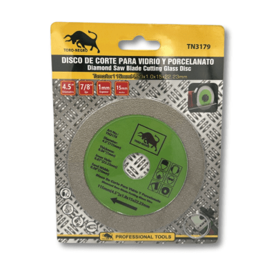 Disco corte Vidrio y Porcelanato 4,5'' Toro Negro
