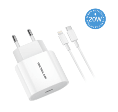 Cargador Tecnolab 20W con cable Tipo C a Lightning