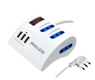Alargador + USB Philco PLC2043