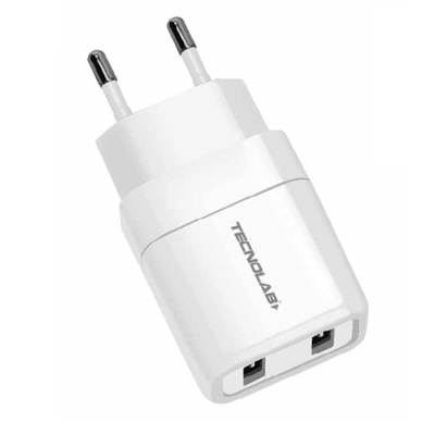 Cargador Tecnolab de pared 2,4A 2USB sin cable